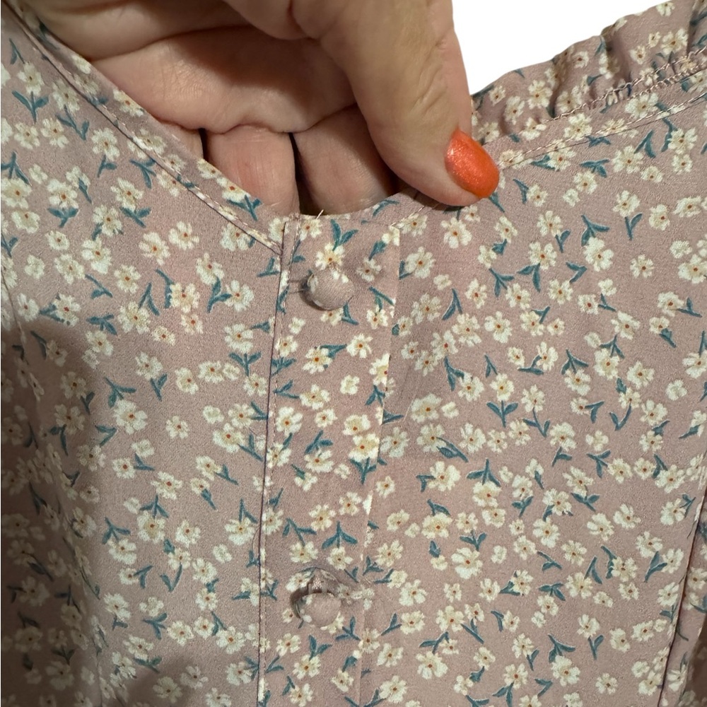 NWT Floral Button-Down Dress with Tie Sleeves SMALL    #CL - Picture 2 of 10